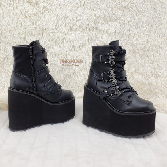 Demonia Shoes | Swing 103 Goth Punk Platform Wedge Ankle Boots | Color: Black | Size: 11 | Twfshoes's Closet